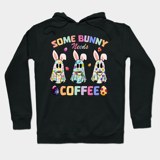 Some Bunny Needs Coffee Cute Easter Hoodie by inksplashcreations